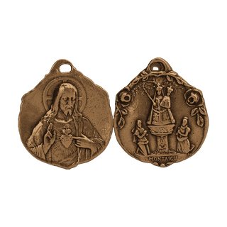 Vintage Bronze Our Lady of Montaigu Sacred Heart Medal