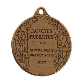 Vintage Bronze St. Hubert Commemorative Medal — reverse