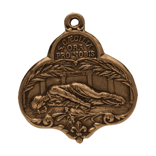 Vintage Bronze St. Cecilia Medal, Catacombs of Rome