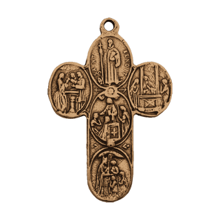 Vintage Bronze St. Benedict Sacraments Crucifix — reverse