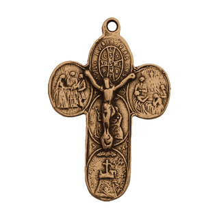 Vintage Bronze St. Benedict Sacraments Crucifix