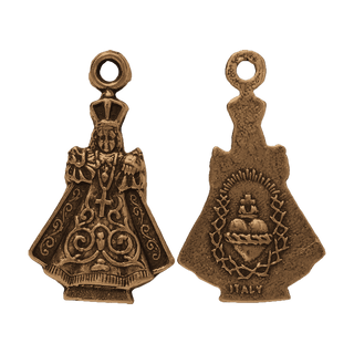 Vintage Bronze Infant of Prague Figural Medal — reverse