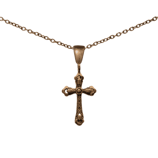Vintage Bronze Budded Cross with Diamond Pattern