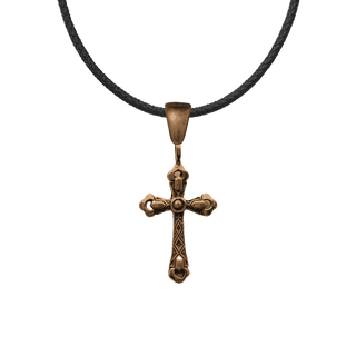 Vintage Bronze Budded Cross with Diamond Pattern