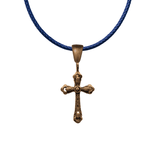 Vintage Bronze Budded Cross with Diamond Pattern