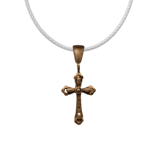 Vintage Bronze Budded Cross with Diamond Pattern