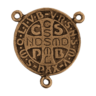 Vintage Bronze Large St. Benedict Rosary Center — reverse