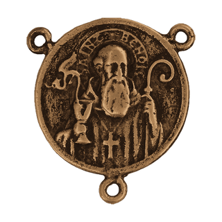 Vintage Bronze Large St. Benedict Rosary Center