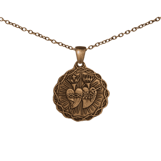 Vintage Bronze Twin Hearts Medal, Lima Golden Jubilee