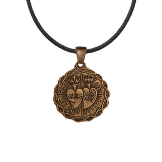 Vintage Bronze Twin Hearts Medal, Lima Golden Jubilee