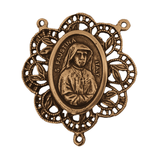 Vintage Bronze St. Faustina Lacy Rosary Center