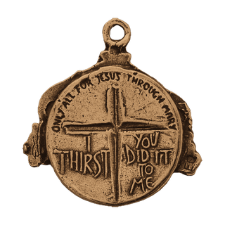 Vintage Bronze Mother Teresa I Thirst Medal — reverse