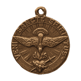 Vintage Bronze Veni Sancte Spiritus Medal