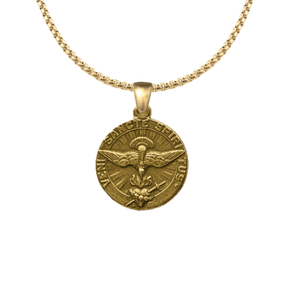 Vintage Yellow Bronze Veni Sancte Spiritus Medal