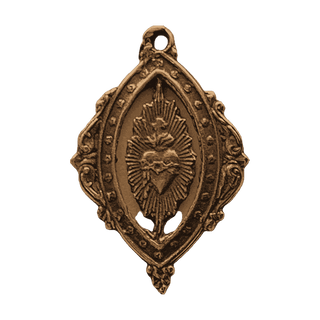 Vintage Bronze Openwork Sacred Heart Medal
