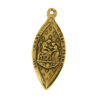 Vintage Yellow Bronze Immaculate Conception Marquise Medal — reverse