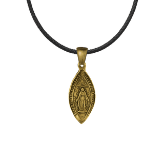 Vintage Yellow Bronze Immaculate Conception Marquise Medal