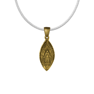 Vintage Yellow Bronze Immaculate Conception Marquise Medal