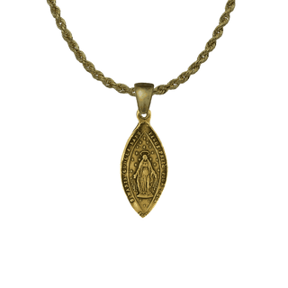Vintage Yellow Bronze Immaculate Conception Marquise Medal