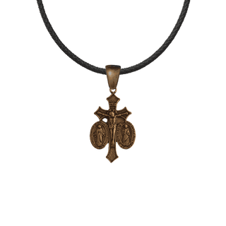 Vintage Bronze St. Joseph and Miraculous Medal Crucifix