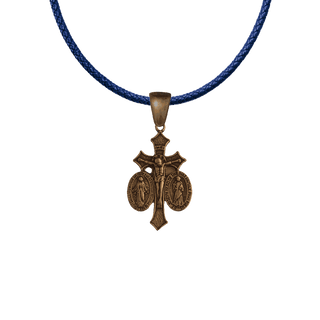 Vintage Bronze St. Joseph and Miraculous Medal Crucifix