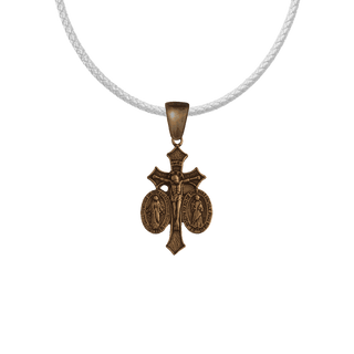 Vintage Bronze St. Joseph and Miraculous Medal Crucifix