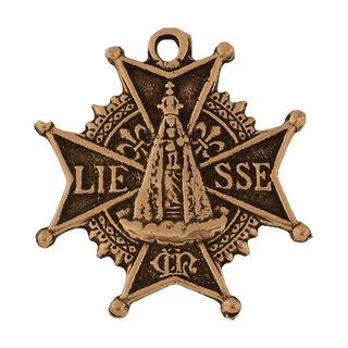 Vintage Bronze Notre-Dame de Liesse Crucifix Cross — reverse