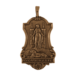 Vintage Bronze Lyon a Marie Medal, Virgin and Lion