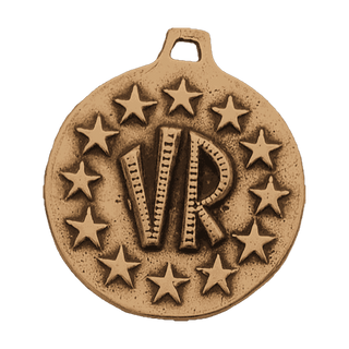 Vintage Bronze O Marie Prayer Medal with Crown of Stars — reverse
