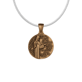 Vintage Bronze O Marie Prayer Medal with Crown of Stars