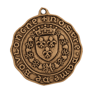 Vintage Bronze Our Lady of Boulogne Medal, Ship and Angels — reverse