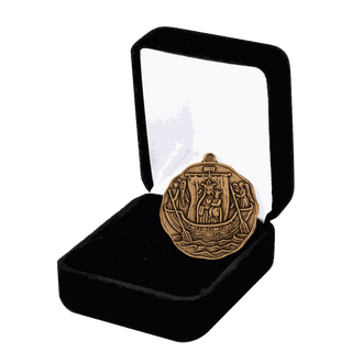 Vintage Bronze Our Lady of Boulogne Medal, Ship and Angels