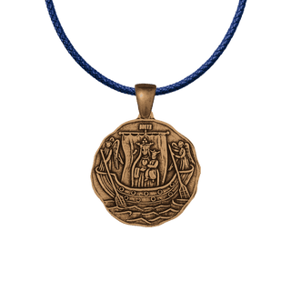 Vintage Bronze Our Lady of Boulogne Medal, Ship and Angels