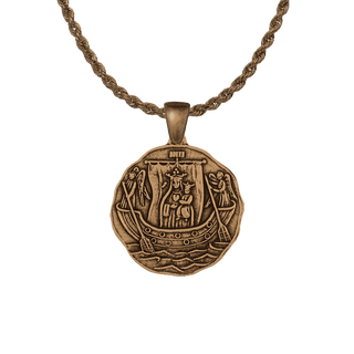 Vintage Bronze Our Lady of Boulogne Medal, Ship and Angels