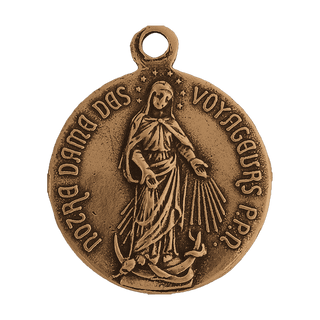 Vintage Bronze Three Magi and Our Lady of Travelers Medal — reverse