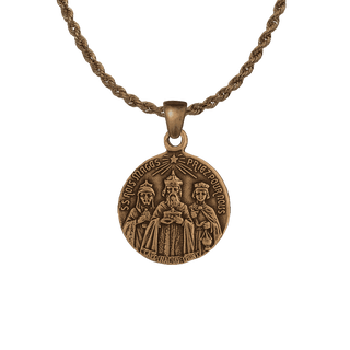 Vintage Bronze Three Magi and Our Lady of Travelers Medal