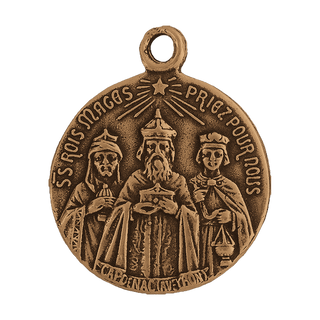 Vintage Bronze Three Magi and Our Lady of Travelers Medal