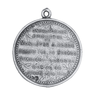 Vintage White Bronze Holy Child Medal, Consecration of 1914 — reverse