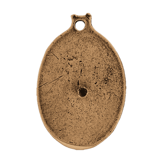 Vintage Bronze Mary Help of Christians Oval Medal — reverse