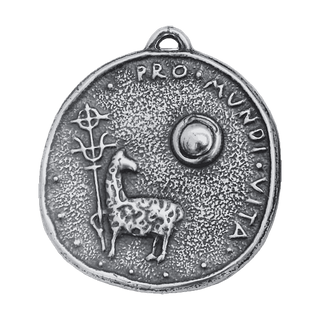 Vintage White Bronze Agnus Dei Medal, Munich Eucharistic Congress