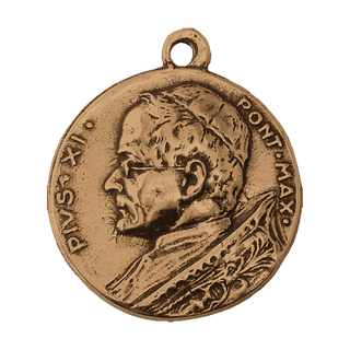Vintage Bronze St. Peter Enthroned and Pope Pius XI Medal — reverse