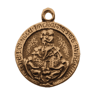 Vintage Bronze Our Lady of Loreto Medal with Aeroplane
