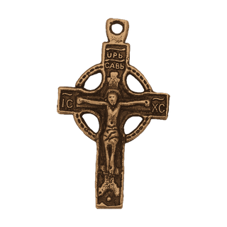 Vintage Bronze Eastern Cross with Slavonic Prayer