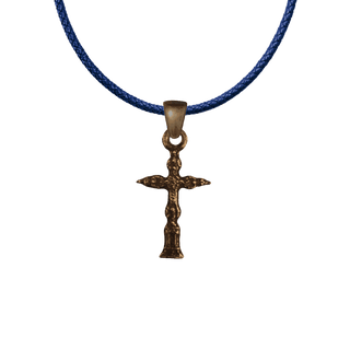 Vintage Bronze Tiny Cross with Encrusted Relief
