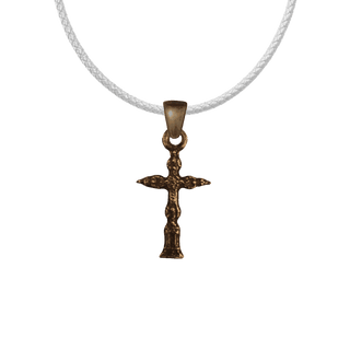 Vintage Bronze Tiny Cross with Encrusted Relief
