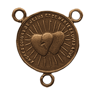 Vintage Bronze St. Joseph and Sacred Hearts Rosary Center — reverse