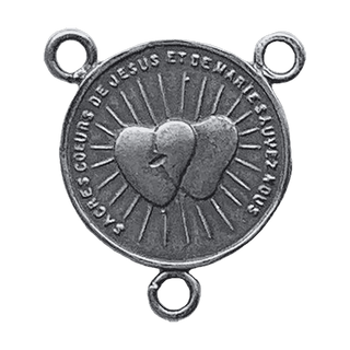 Vintage Sterling Silver St. Joseph and Sacred Hearts Rosary Center — reverse