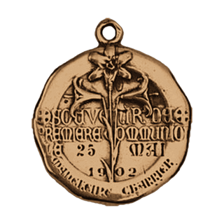 Vintage Bronze First Communion Medal, France 1902 — reverse