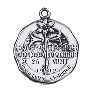 Vintage White Bronze First Communion Medal, France 1902 — reverse