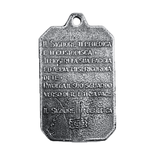 Vintage White Bronze St. Francis Embracing the Crucified Medal — reverse
